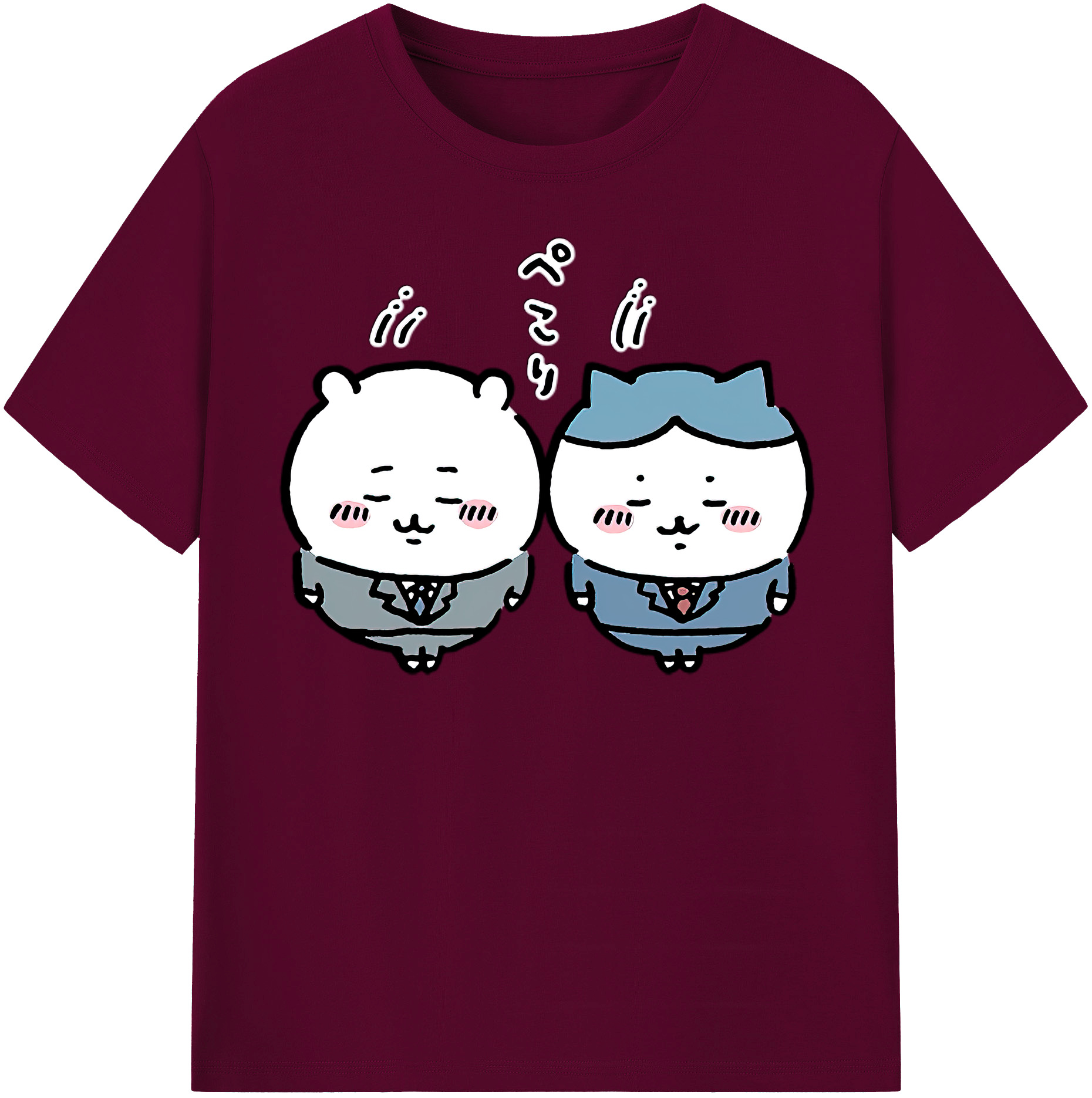 （画像用） ちいかわ ハチワレ Chii-kawa hachiware レディースカジュアルプリントTシャツ（綿100％）